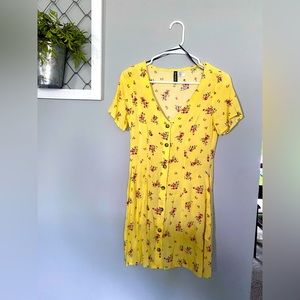 H&M yellow button up dress